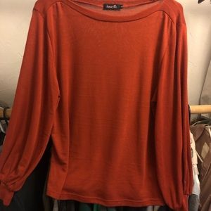 Amaryllis Burnt Orange Balloon Sleeve Top